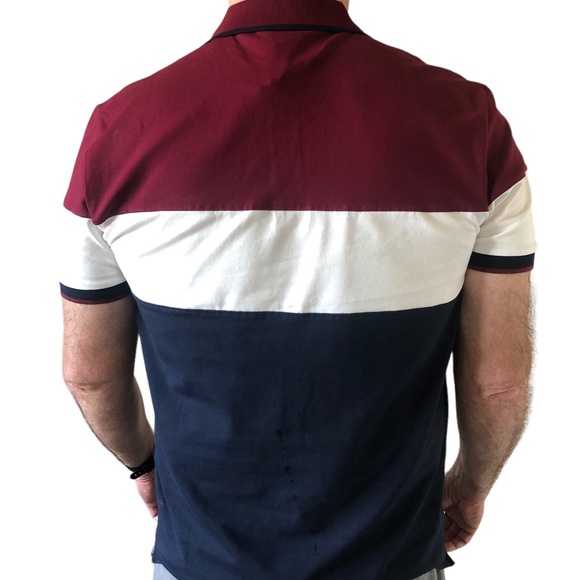 Ben Sherman Men's Two Button Colorblock Polo Shirt Sonoma Red Burgundy XL - Picture 4 of 10